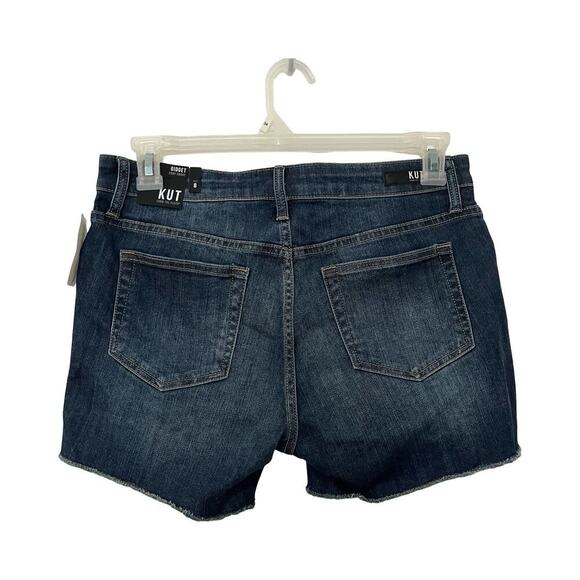 Kut From The Kloth Gidget Raw Hem Fray Jean Shorts Size 8 Dark Denim Summer NWT - Picture 2 of 7